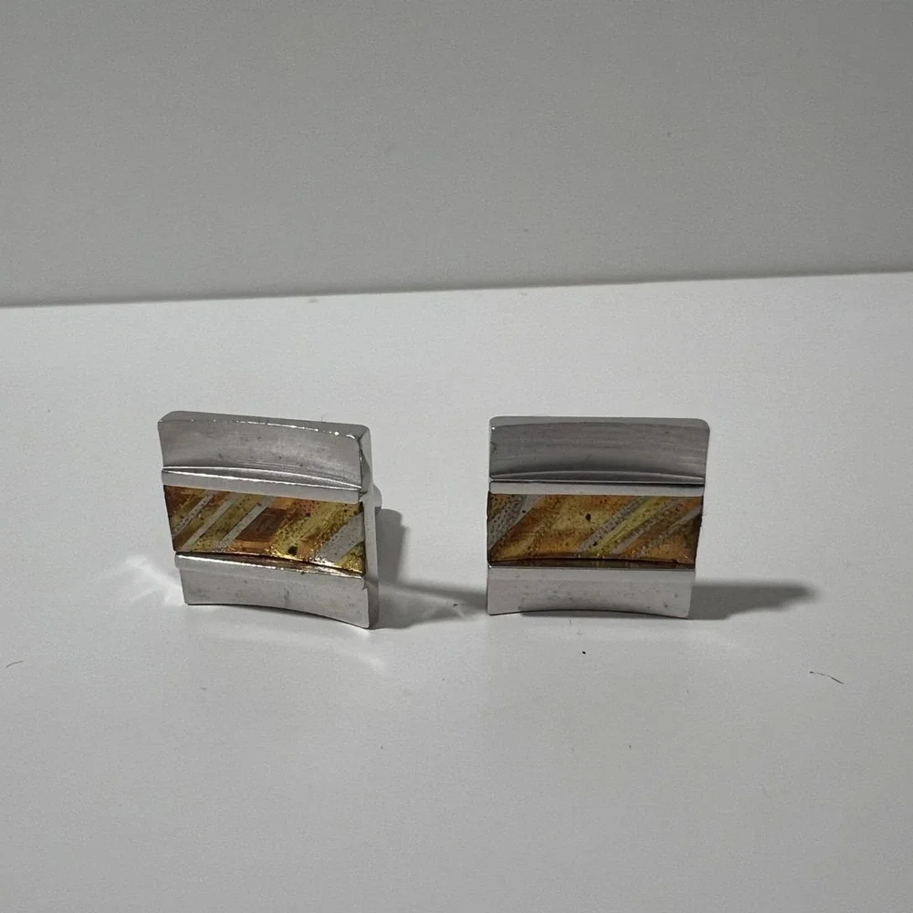 Vintage Mens Cufflinks Lot 4 Pair Swank Anson Silver Gold Green Stone Boxed